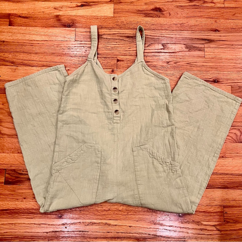Billabong Women’s Stargazer Green 100% Cotton Crop Overall Beach Cover Up M